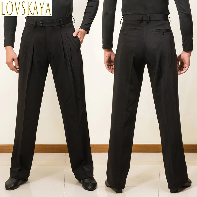 

Black high-end Latin men's pants, dance hall dance practice clothes, dance costumes, competition pants