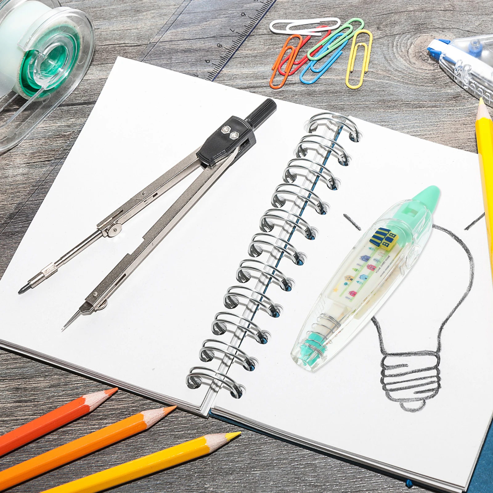 

4pcs Press Type Correction Tape Cartoon Adhesive Writing Corrector Opaque Shadow Window Stationery Supplies For