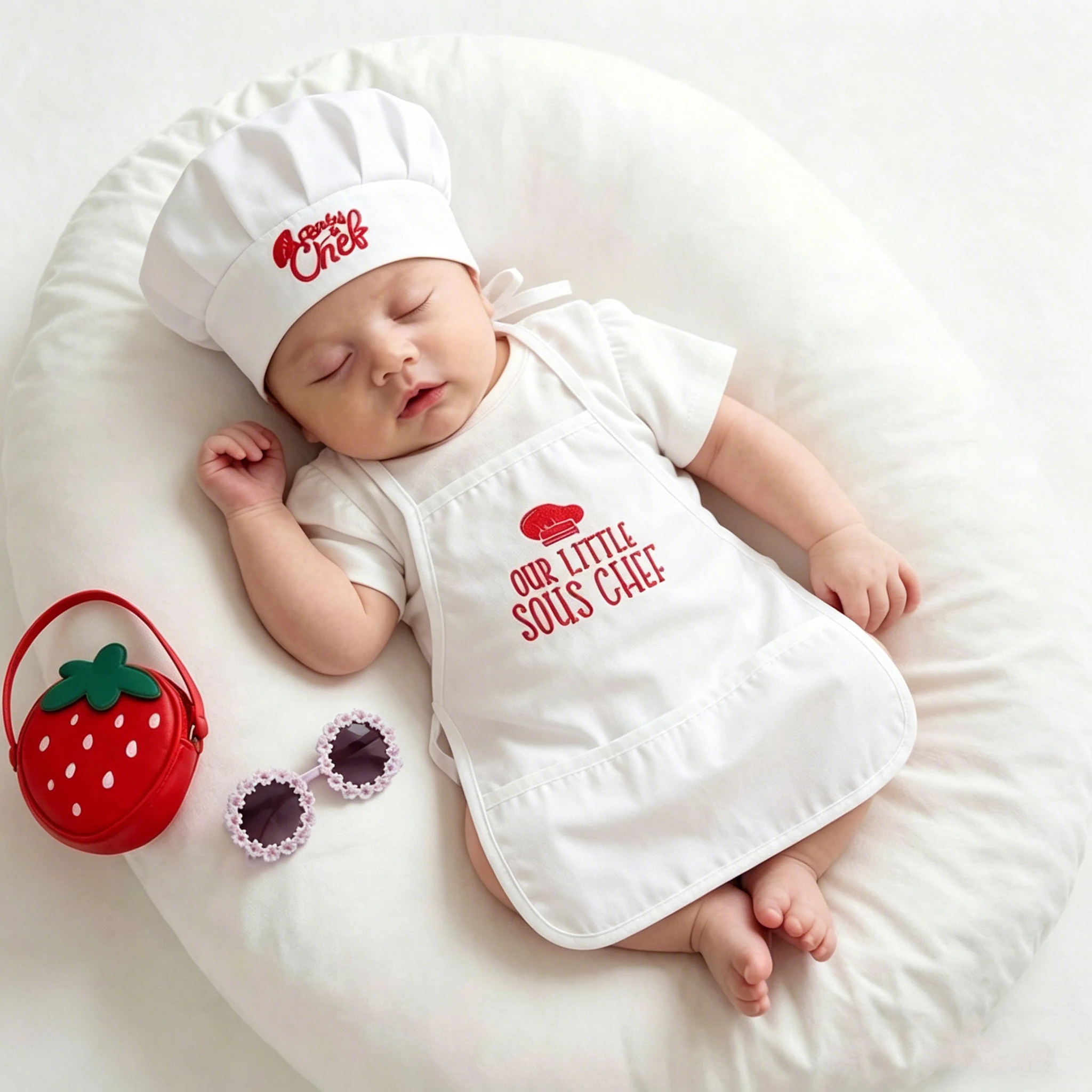 Ylsteed Baby Chef Apron Hat for Kids Costumes Chef Baby Cook Costume Baby Photography Prop 2pcs/set-HD