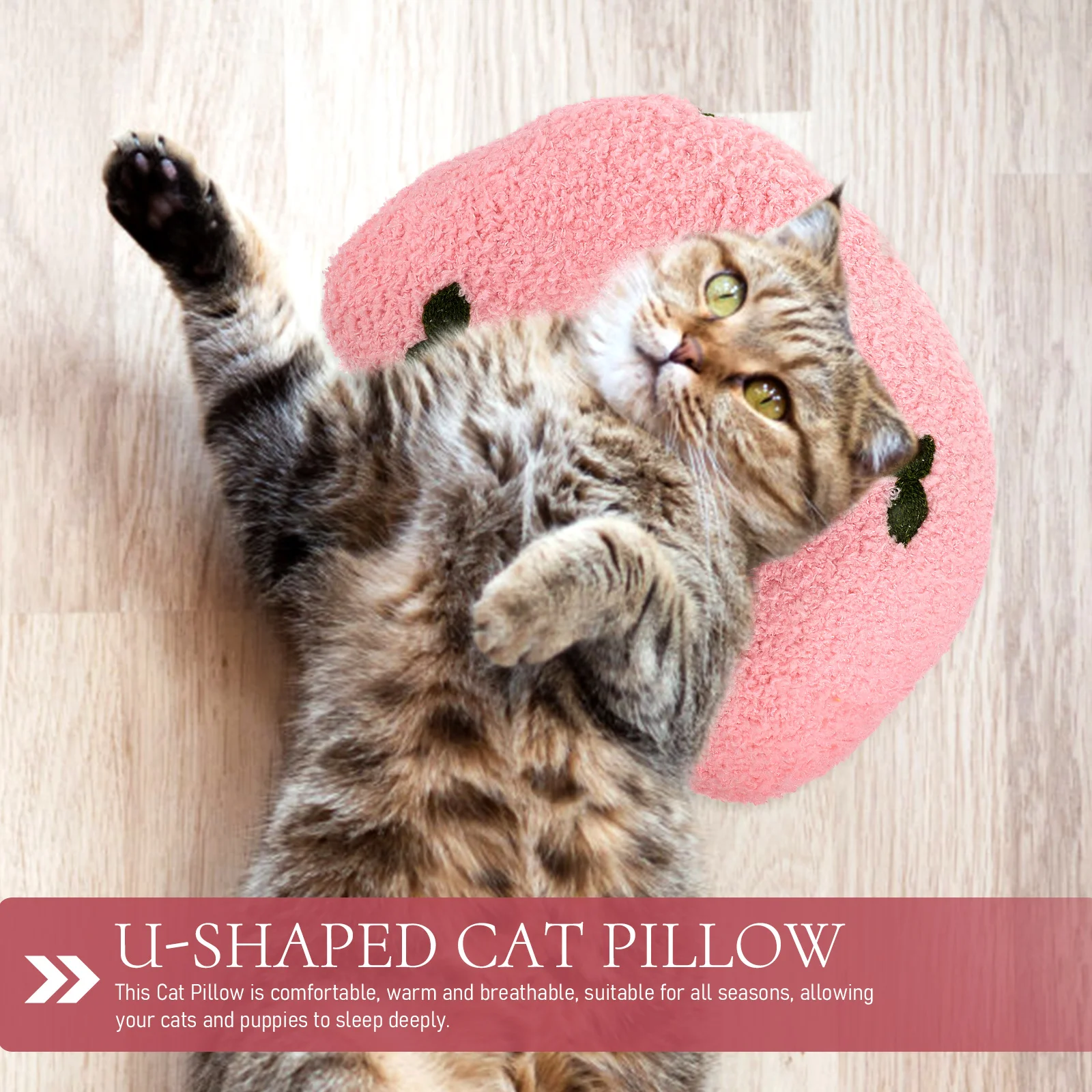 

U Shaped Pink Soft Dog Cat Neck Protective Pillow for Deep Sleep Reusable Easy Clean Pet Sleeping Cushion for cat dog