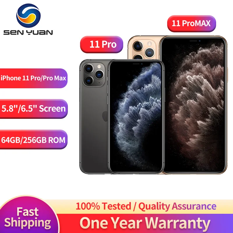 

Original Apple iPhone 11 Pro / Max ProMax 64GB 256GB ROM 5.8'&6.5' Genuine OLED Face ID A13 4G Unlocked 11 pro Cell Phone