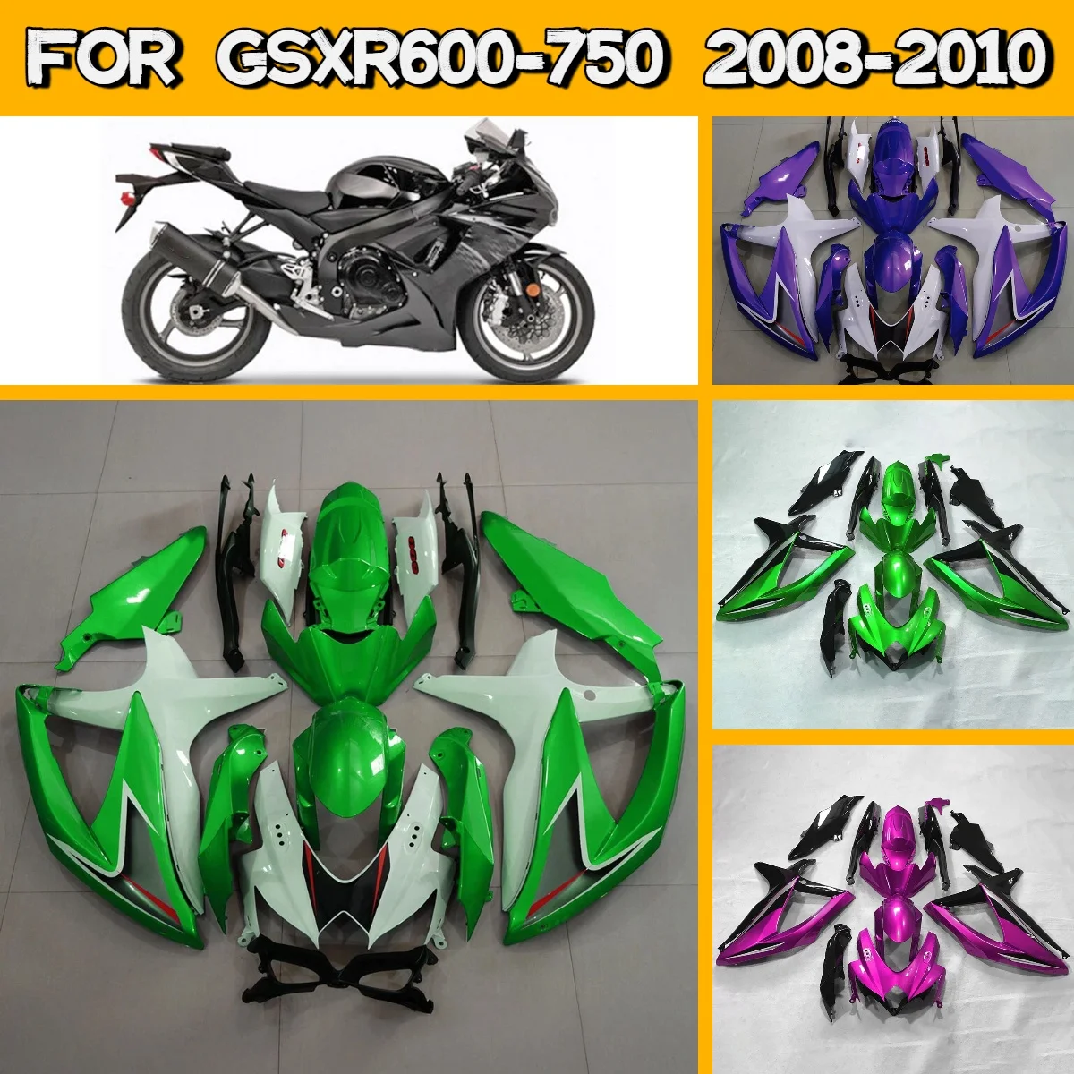 

Комплект обтекателей для Suzuki GSXR600 GSXR750 2008-2010 годов, идеально подходящий для моделей 08, 09, 10, из ABS-пластика