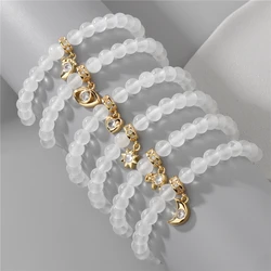 Natural White Selenite Crystal Bracelet 6mm Healing Gypsum Stone Beads Charm Bracelets for Women Girl Elegant Jewelry Party Gift