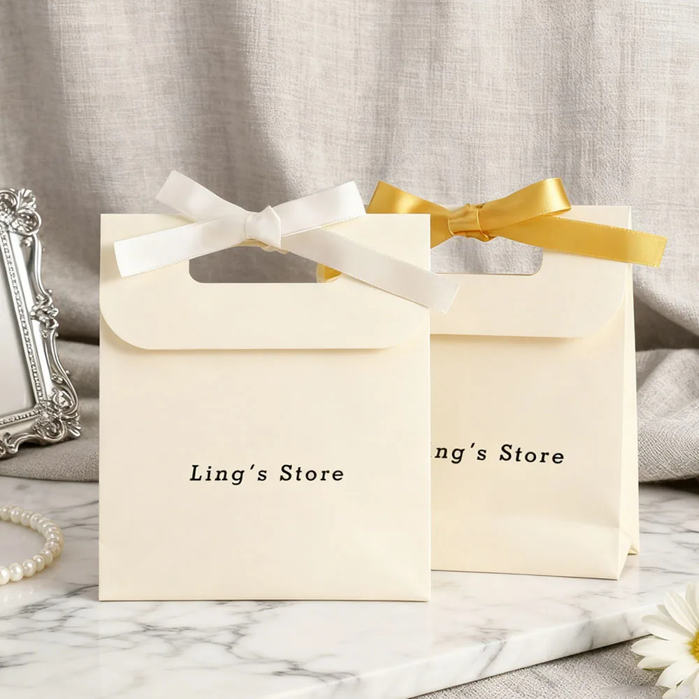 20 قطعة شعار شخصي مجوهرات الملمس مقبض حقيبة 14.5x15.5x7.5 سنتيمتر Bowknot الشريط حقائب مستحضرات التجميل العطور هدية صغيرة المنظم #2