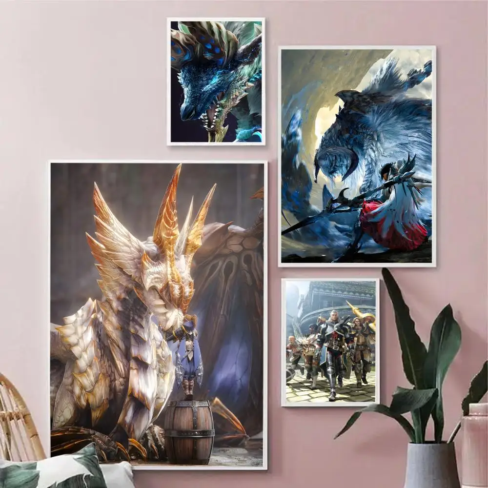 Video Game M-monster Hunter Poster Durable Painting Canvas Poster Wall Hanging Home Interior Decoration Art Mural Gift