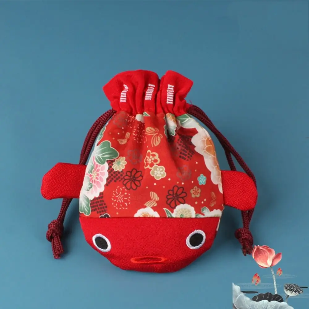 Creative Cartoon Animal Drawstring Bag Large Capacity Long Tail Coin Purse Japanese Style Canvas Wedding Candy Bag Wedding Favor