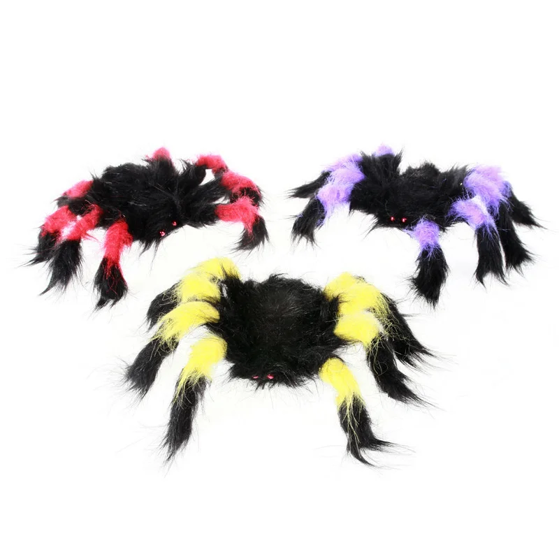 Big Spider ฮาโลวีนฮาโลวีนตกแต่งใหม่ Props บาร์สีดำ Plush Spider Trickery ของเล่น