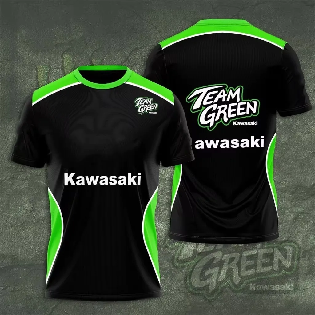 

Kawasaki Racing Team Men T-shirt Summer Short Sleeve 3D Print Women Tees Shirts Motorcycle Sports Adult Tops Men Comfort T Shirt