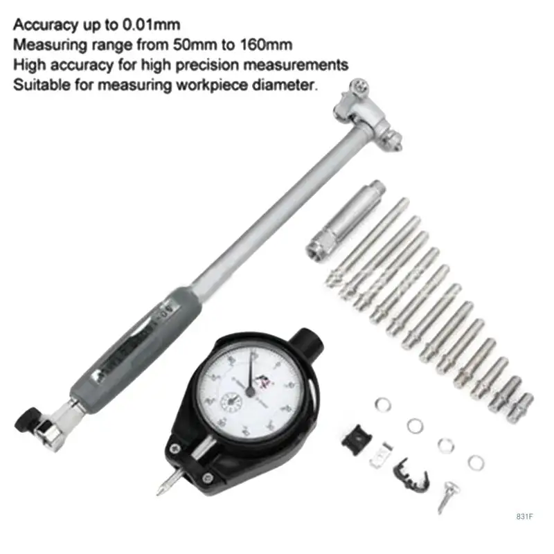 Digital Dials Bore Gages Set 50-160 mm(2-6inch) 0.01mm(0.0003inch) Dials Bore Gauges Internal Measure Cylinders Tool