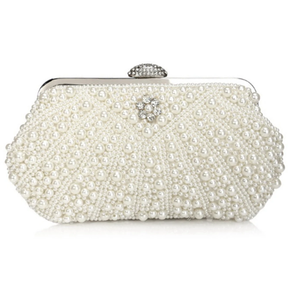 ABQR Pochette da donna con perle Borsa da sera Borsa a mano per borsa a catena da sposa per