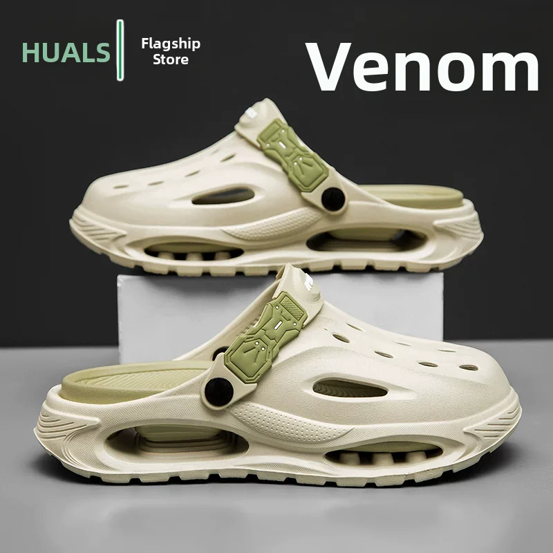 Men's Summer Outdoor Wear Anti-Slip Wear-Resistant Driving Sport Head Cover Slippers Beach Sandals Large Size Breathable EVA
