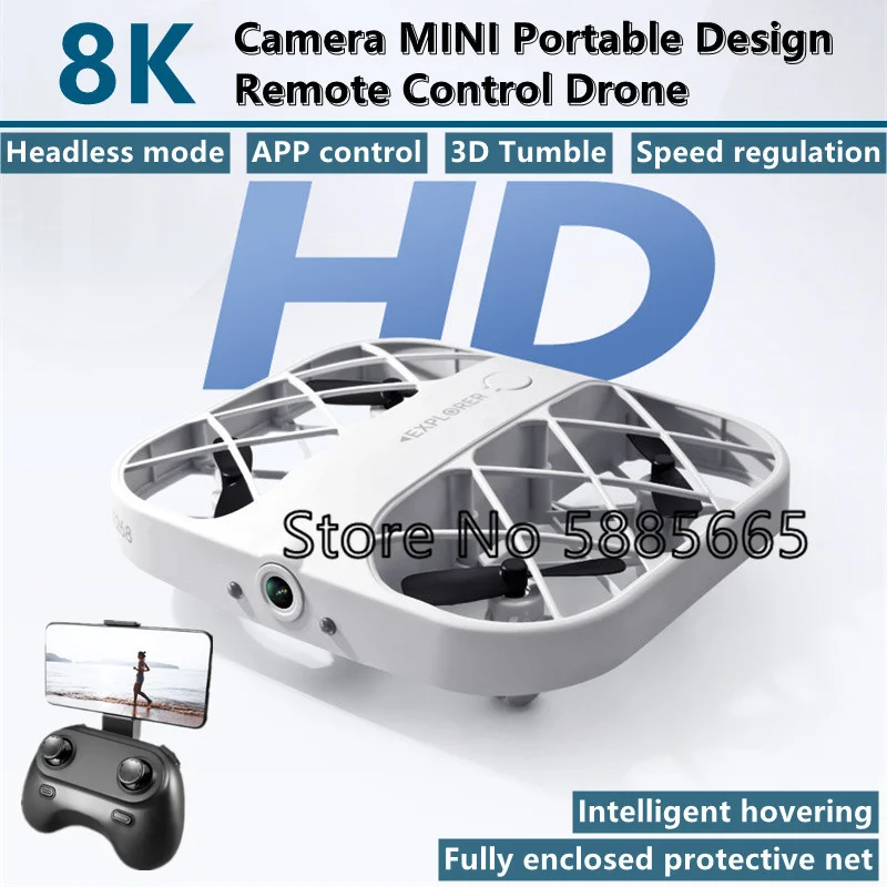 Mini importateur télécommandé portable WiFi FPV, 8K HD, mode sans sauna, vol stationnaire intelligent 2.4G, télécommande fermée, contrôle RC Quadcopter