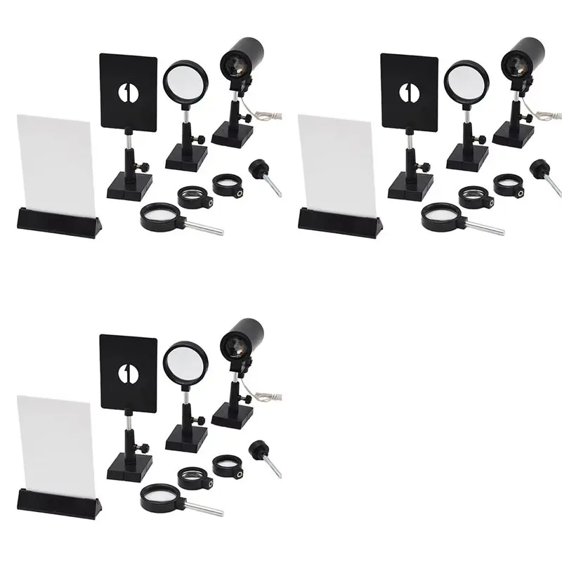 DT19-Optical Experiment Set Plano Convex Lenses Double Convex Lens Candle Holders 3 Set Screen Light Convex Concave Lens