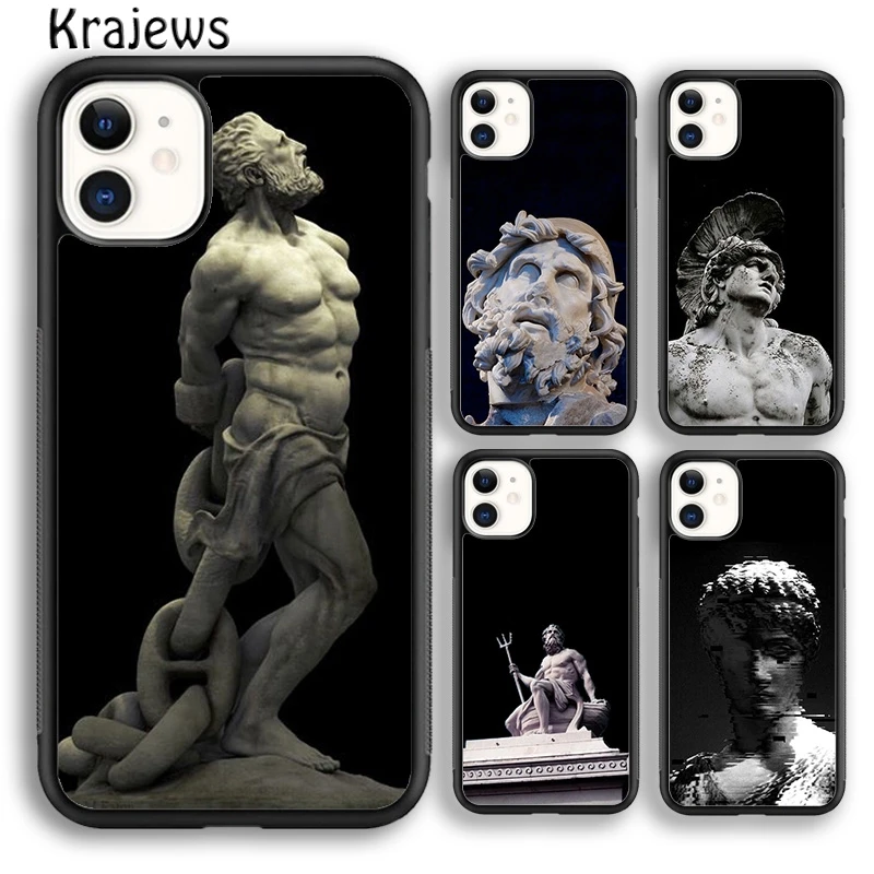 Greek God Statue Face Phone Case Cover For iPhone 16 15 14 plus XS XR 11 12 mini 13 pro max coque Shell Fundas