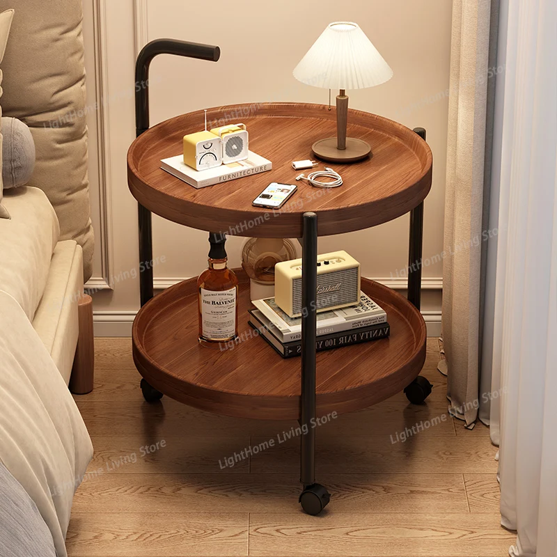 

Tray Wooden Retro Night Table Round Simple Vintage Console Side Night Stand Cabinet Shelves Mesitas Noches Home Furniture