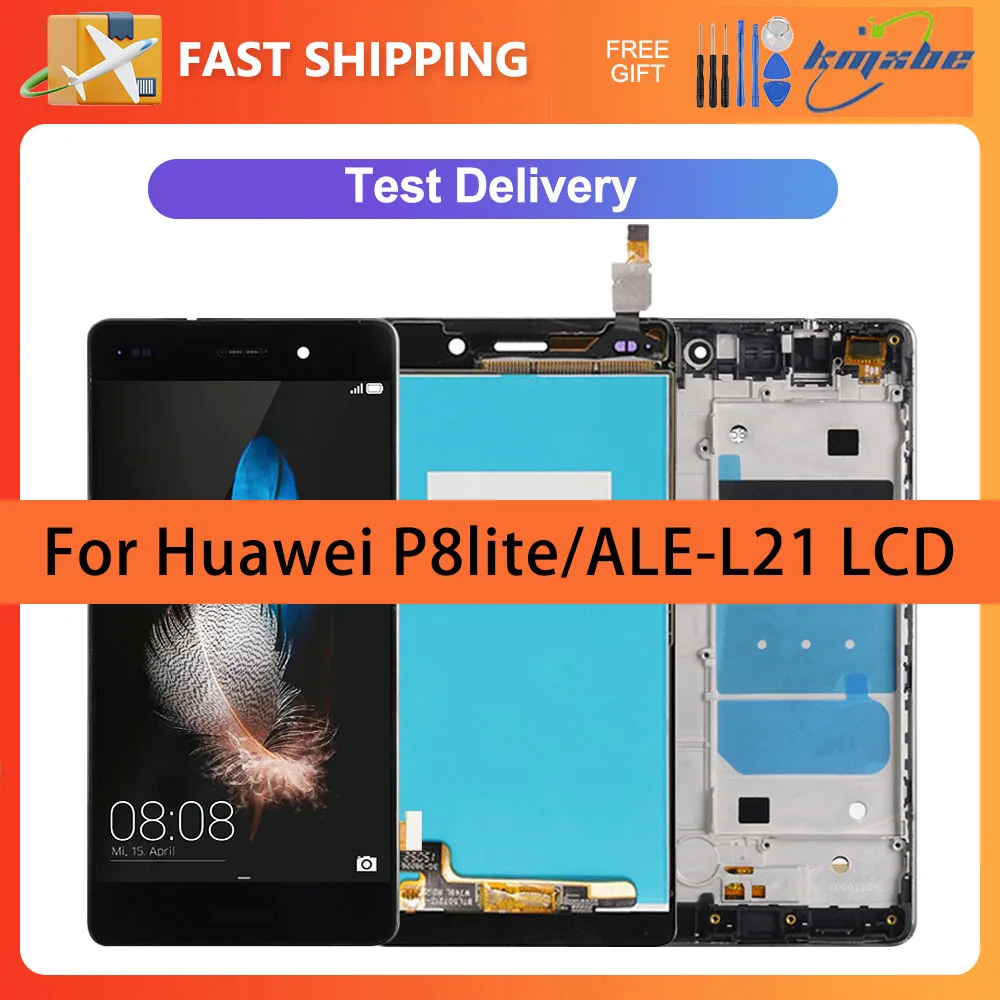 5.0 "Lcd Voor Huawei P8 Lite 2015 ALE-L21 ALE-L02 Display Touchscreen Digitizer Assemblage Vervanging Met Frame Voor ALE-L23 Lcd