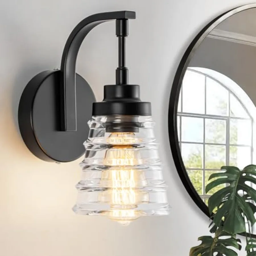 

Modern Wall Sconce Light, 1-Light Bathroom Vanity Light with Clear Glass Shade for Mirror, Indoor Wall Mounted Fixture for Bedr