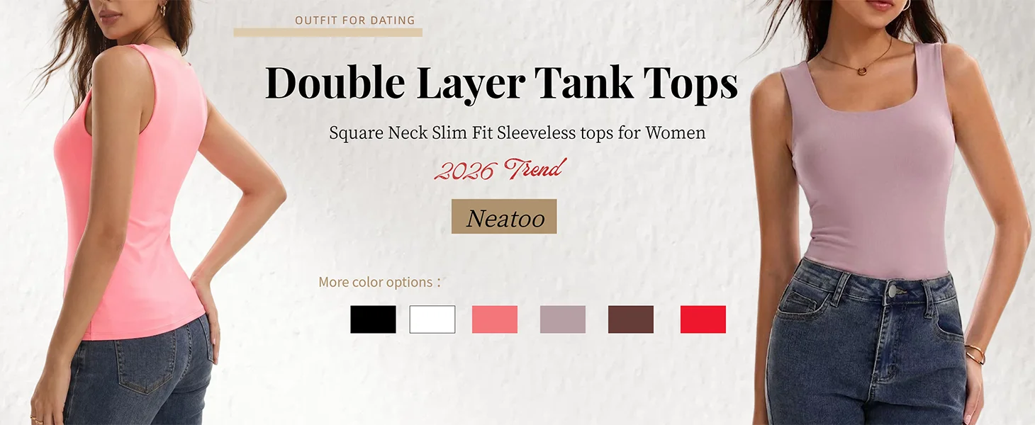 Räumungsverkauf Günstige Damen Doppelt Gefütterte Sommer-Ausgehoutfits Rundhals-Tanktops Basic Slim Fit Ärmellose Shirts Y2K Arbeitskleidung – Detail 5