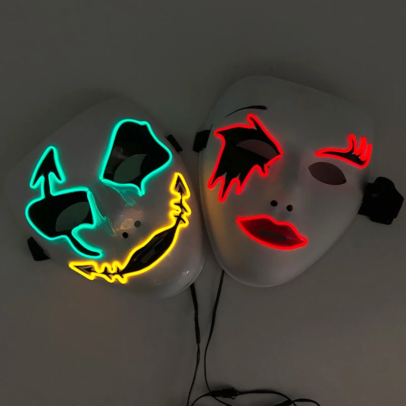 قناع ملبورن شافل ريف المتوهج للرقص، قناع مضيء منقوش مرسومة يدويًا لدعائم أداء الهالوين الرائعة للمراهقين #4