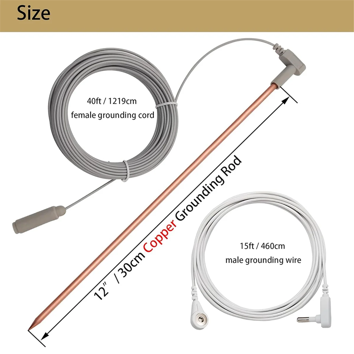 Copper Grounding Rod with 40ft Female Ground Cord,Portable Ground Rod Kit,Great for Grounded Earth Connected Products