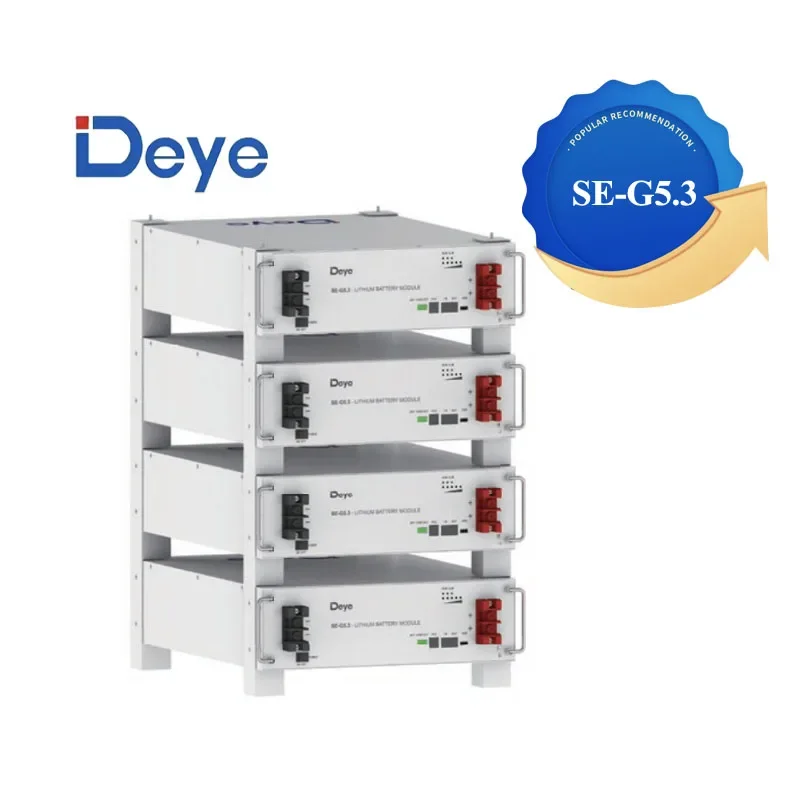 

Deye SE-G5.3 LiFePO4 Литиевые батареи Аккумулятор для хранения энергии 51,2 В Настенный напольный 19-дюймовый стандартный стоечный аккумулятор