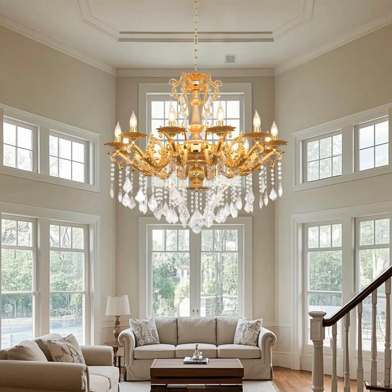 خمر الثريا المعاصرة أنيقة K9 كريستال زجاج الثريا شمعة قلادة تركيبة إضاءة السقف لغرفة المعيشة