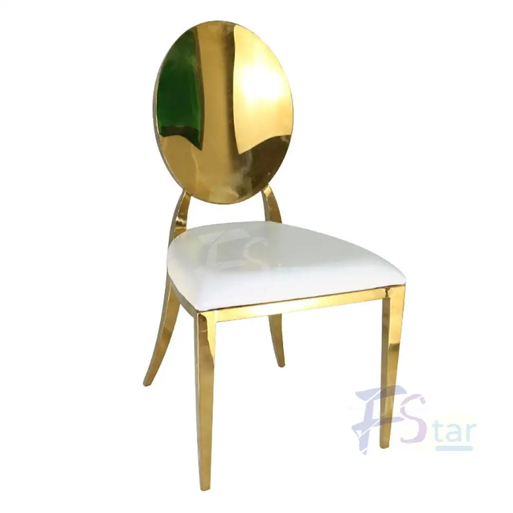 Modern Style Stainless Steel Gold and White Chair Wedding Dining Banquet Steel Chairs Wed Event