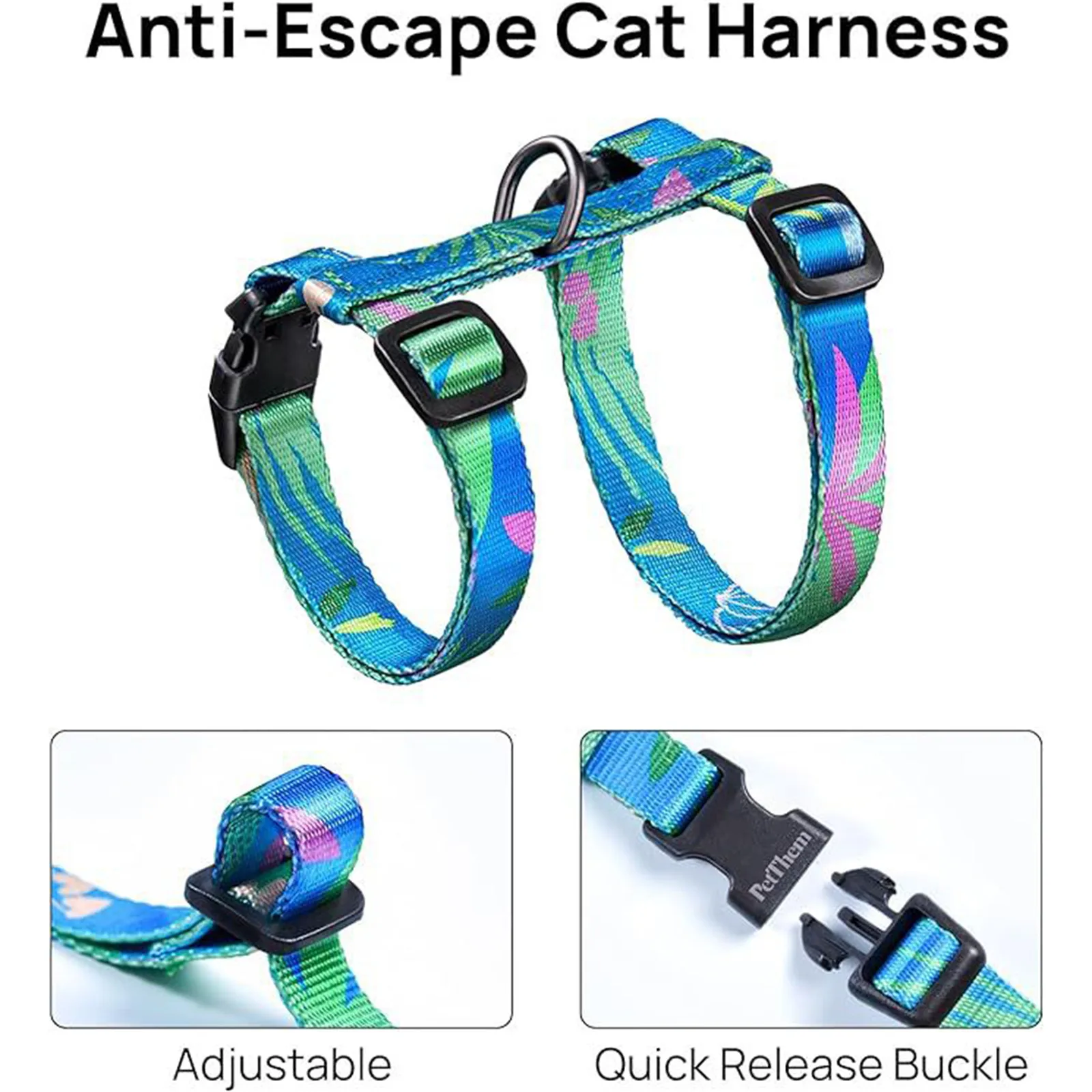 Cat And Leash Set Escape Proof Adjustable Cat  Comfortable Soft Lightweight Use Safe & Easy Walking Travel  For Small Medium