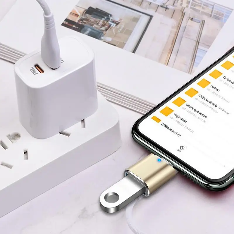 2023 New LED USB 3.0 To Type C Adapter OTG USB-A ToUSB Type-C Female Connector For Smart Phone Adapters