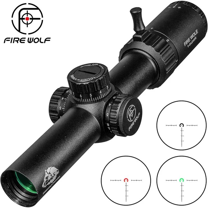 

FIRE WOLF HD 1-6X24 ИК компактный охотничий прицел, тактические прицелы, стеклянная гравированная сетка, широкое поле зрения, оптический прицел