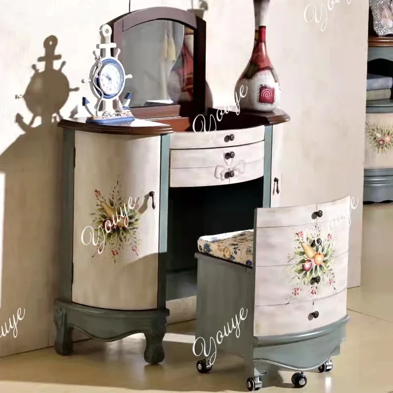 XM Aesthetic Girls Vanity Table Luxury Bedroom Adult Mirror Makeup Desk Dressers Drawers Cabinet Coiffeuse De Chambre Furniture
