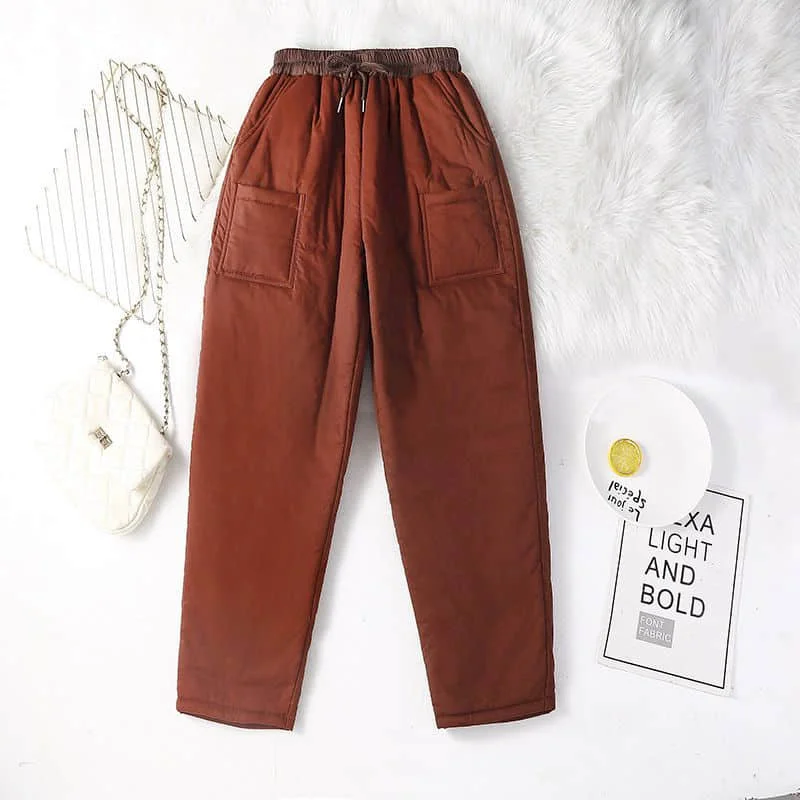 

Solid Harem Pants for Women Vintage Trousers Korean Style Casual Winter Quilted Thicken Cold-proof Lantern Pants Women Clothing