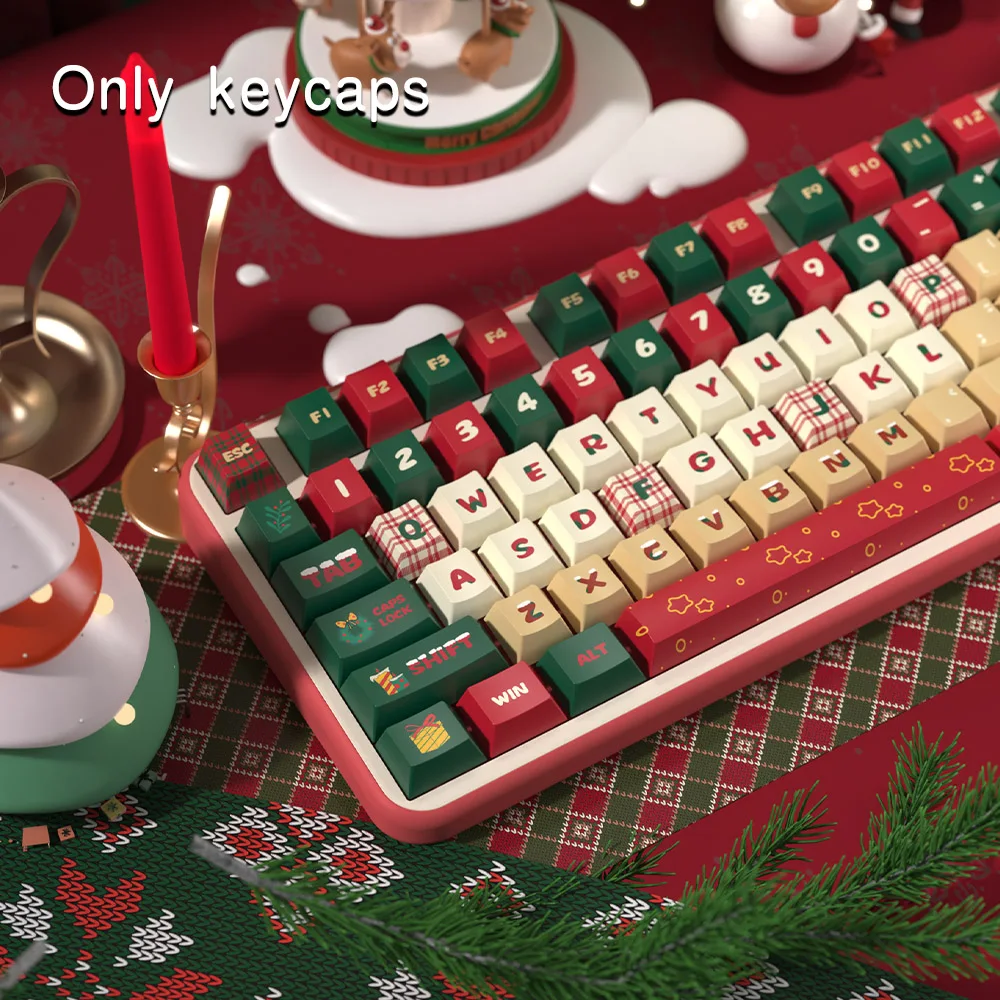 Imagem -05 - Véspera de Natal Keycap para Teclado Mecânico Mda Cereja Perfil Keycaps 7u Espaço Iso Digite Dye Sublimação Key Cap Personalizada