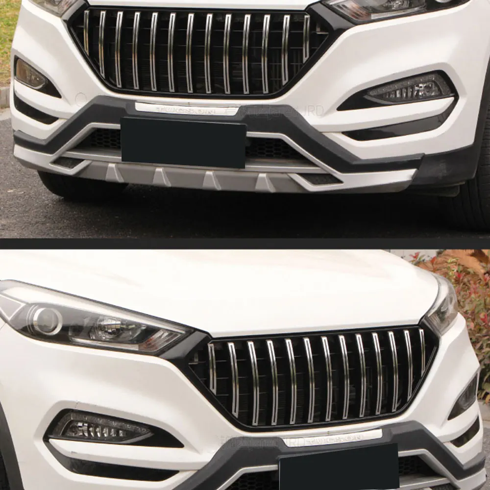 For Hyundai Tucson 2015-2018 ABS Material Front Bumper Racing Grille Radiator Engine Hood Front Decoration External Accessories