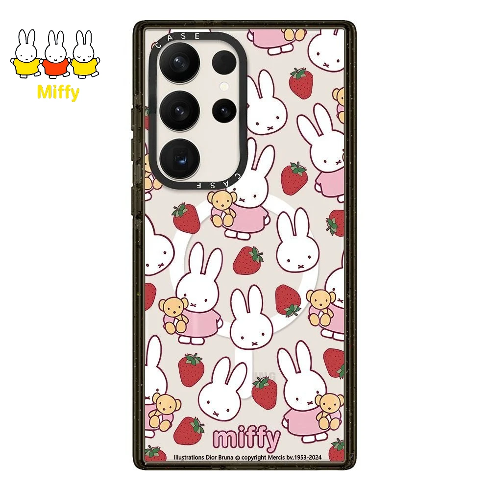 Capa Magnética Kawaii Miffy Transparente para Celular, Compatível com Galaxy S26Ultra S25Plus S24 S23
