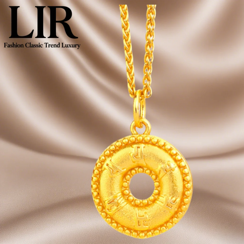 

Невыцветающее, недеформируемое ожерелье LIR: новейшее покрытие, полая шестисложная подвеска-пончик с мантрой, зло - написание