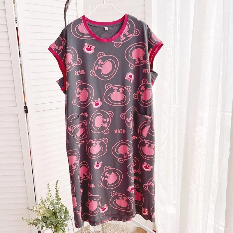 

plus Size Summer Dr Lazy Sle Svel Midi Dr Women's Loose Fit Thin Material Casual Sweet Sle Home Wear