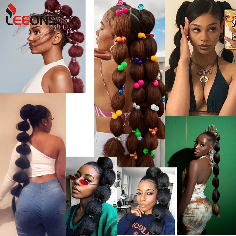 Long Afro Puff Kinky Straight Lantern Braid Bubble Ponytails Extension Drawstring Synthetic Clip In Hairpiece Ponytail For Women