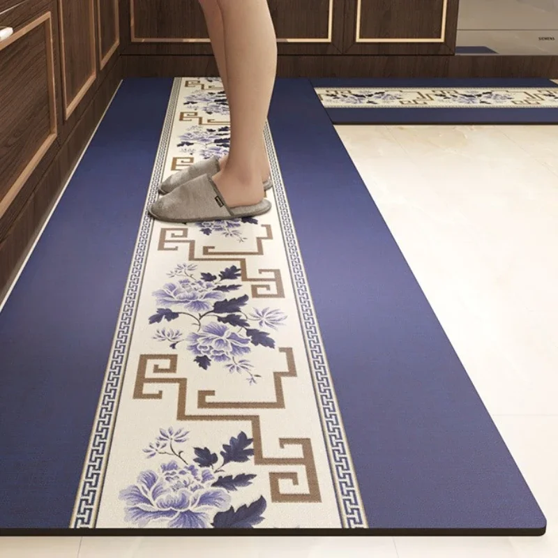 Chinese Style Decorate Kitchen Floor Mat Easy Clean Oil-proof Non-slip Leather Mat Printed Pvc Waterproof Carpet Ковер Tapis 러그