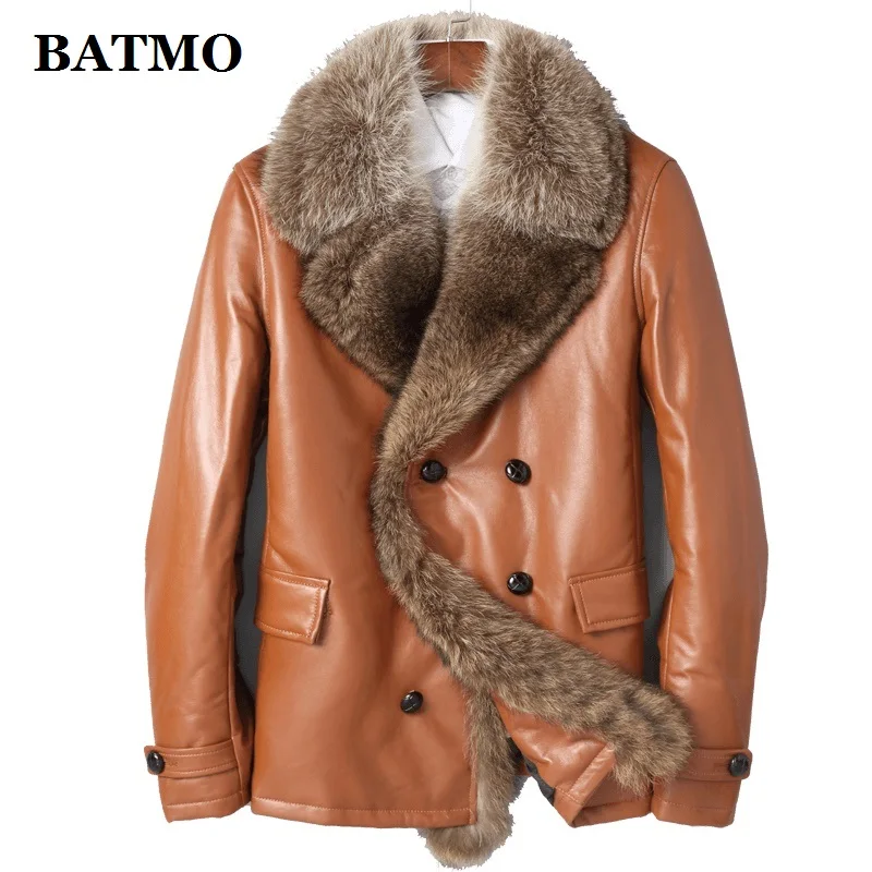 BATMO natural sheepskin leather 90% duck down jacket men,men\'s winter warm thick parka ,men\'s fur coat 19791