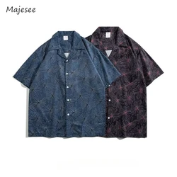 Summer Shirts Men Loose Basic Cozy All-match Boyfriend Print Fashion Korean Style Clothing Streetwear Teens Hip Hop Holiday Chic