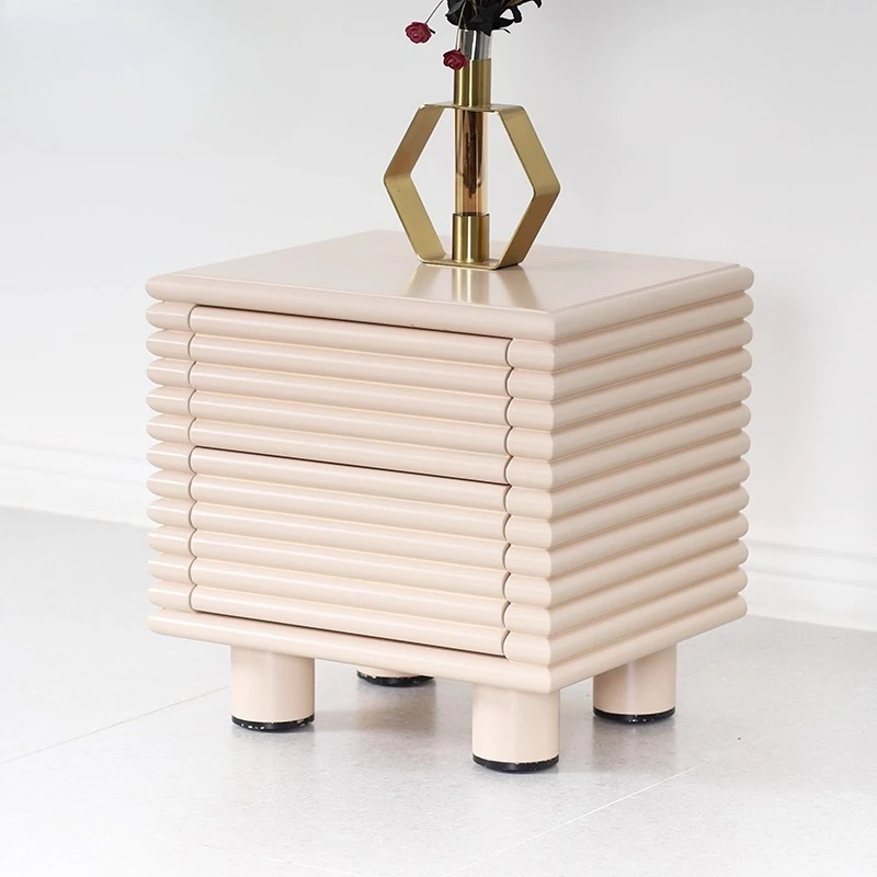 

Скандинавская современная простая пасторальная модель комнаты ваби дизайнерская спальня белая розовая прикроватная тумбочка с круглым краем