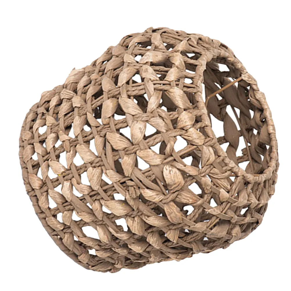 Natural Hyacinth Woven Lampshade Rustic Iron Frame Lamp Cover for Home Restaurant Hotel Decor