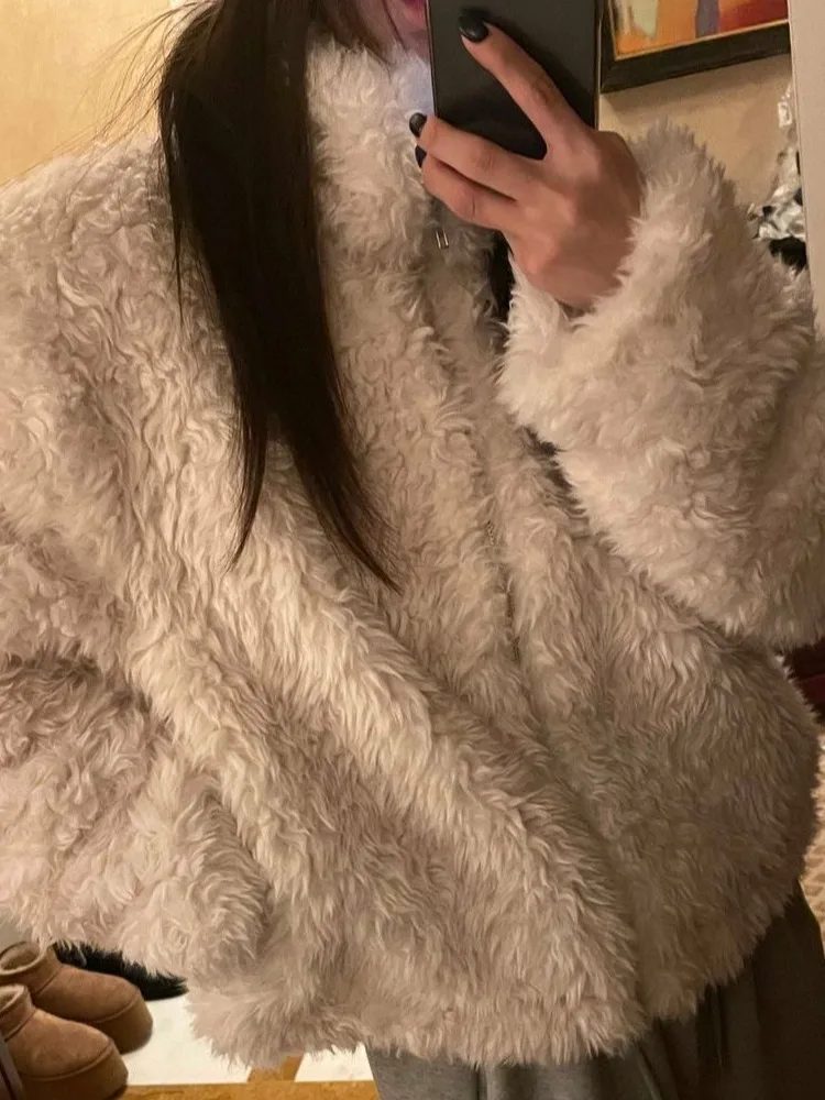 

Korean Fashion Thickened Winter Coat Women's Zipper Loose Fit Cotton Jacket Warm Fluffy Outerwear Stylish Casual Design