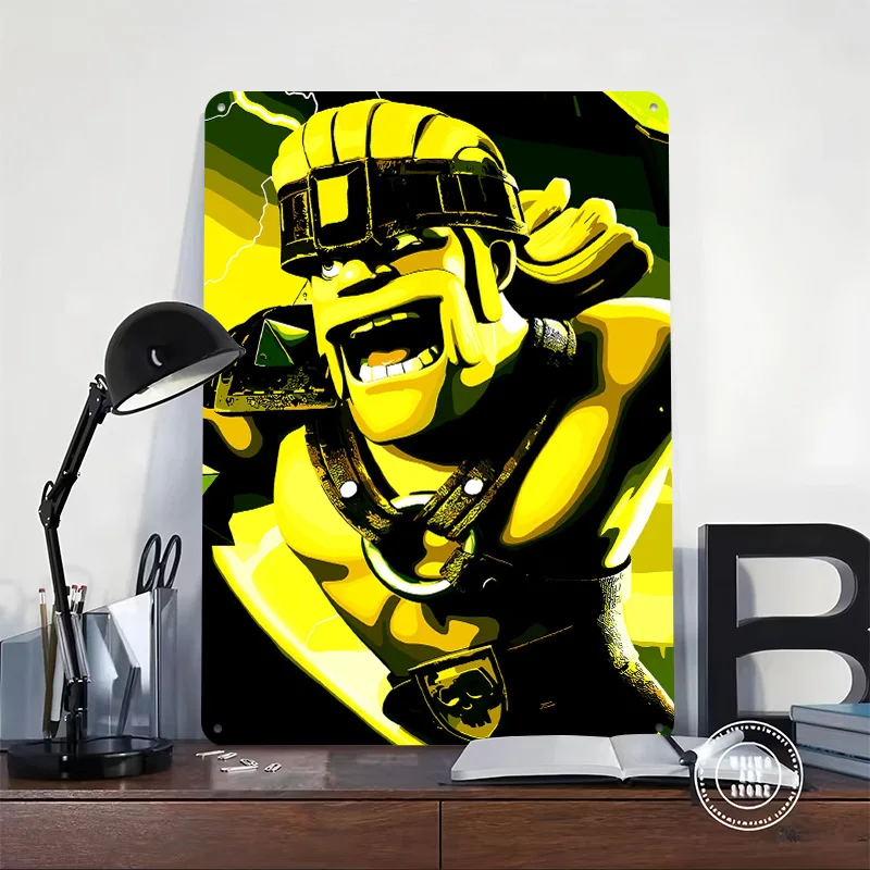 Clash of Clans Character Art Personalized 3D Textured Metal Poster Wall Art Tinplate Sign for Bar Accessories Decor Room Home