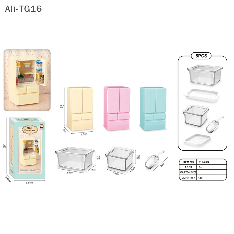 Plastic Miniature Fridge Refrigerator Simulation Mini Double Door Refrigerator Model Craft Furniture Doll House Accessories