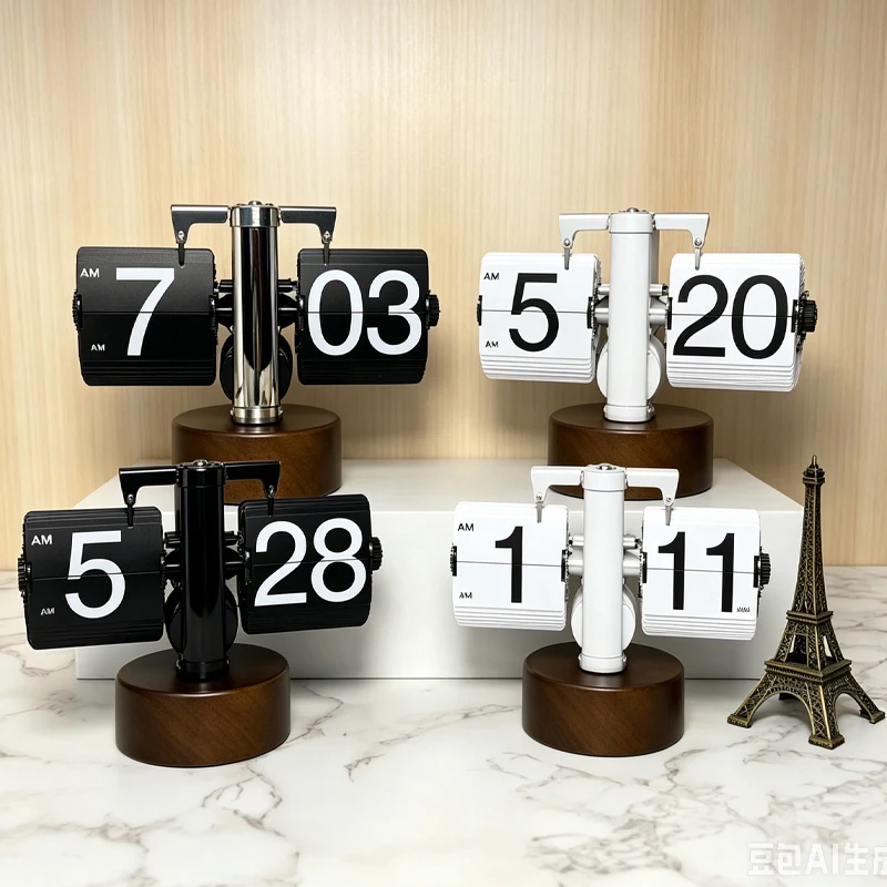 Retro Flip Page Desk Clock, Minimalist Home Table Clock Vintage Pendulum Desktop Flip Clock for Home Office Decor