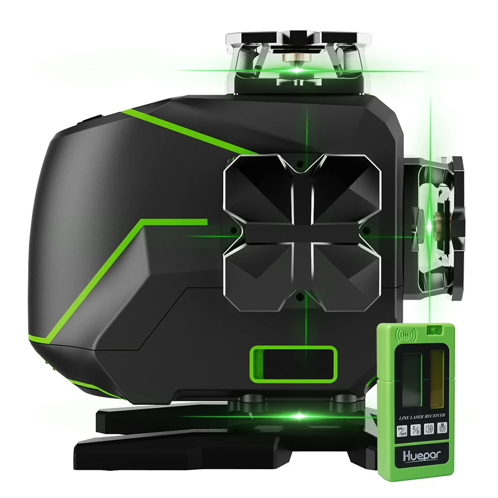 2026 High Visibility Green Laser Levels Package Huepar S04CG-5RG Digital Detector With Hard Carry Case