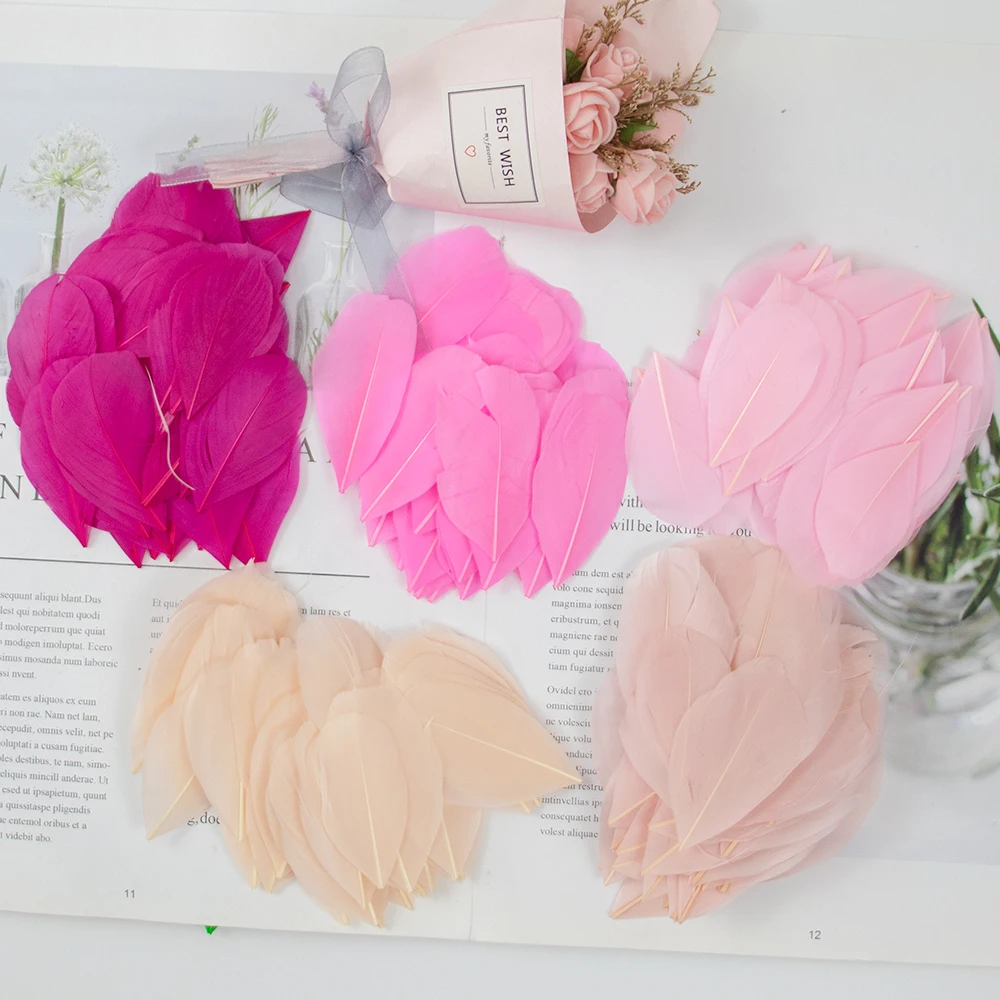 50/100Pcs Natural Goose Feather 5-8cm Floating Head Feathers For Wedding Invitation Card DIY Craft Making Party Vase Decoration