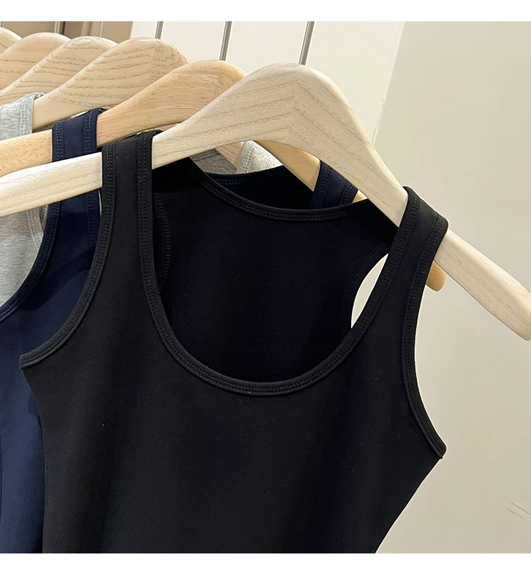 Zjaiss Damen Tanktop Einfarbiges Camisole 2026 Sommer Neu Minimalistisch Vielseitiges Ärmelloses Oberteil für Innen- und Außenbekleidung – Detail 32